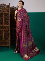Soft Fabric Printed Saree with Lagdi Patta