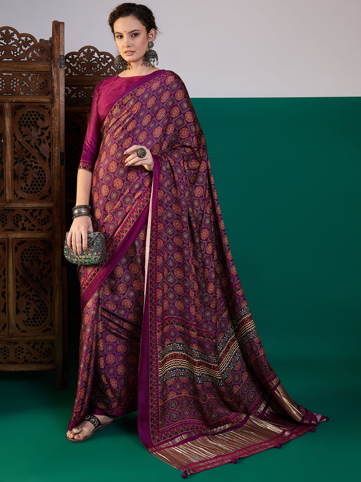 Soft Fabric Printed Saree with Lagdi Patta