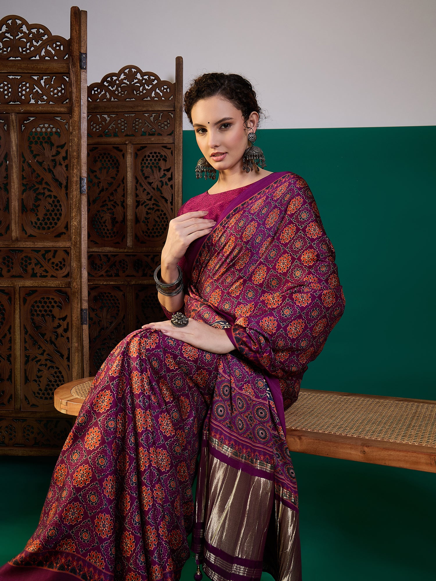 Soft Fabric Printed Saree with Lagdi Patta
