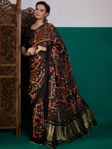 Black base - Designer Multi Color Printed Saree