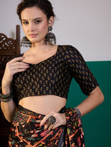 Black base - Designer Multi Color Printed Saree