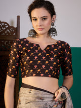 SURTAAL-Midnight Bloom Grey Floral Designer Saree
