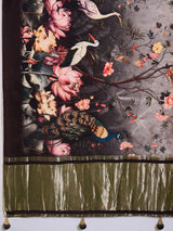 SURTAAL-Midnight Bloom Grey Floral Designer Saree
