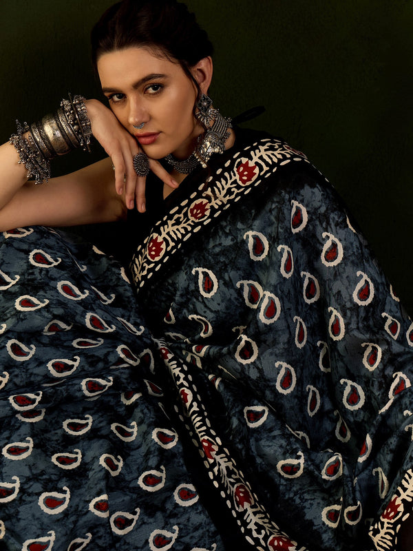 WOMANIYA Woman's Cotton silk Batik Print DailywearSaree - Apple Lifestyle