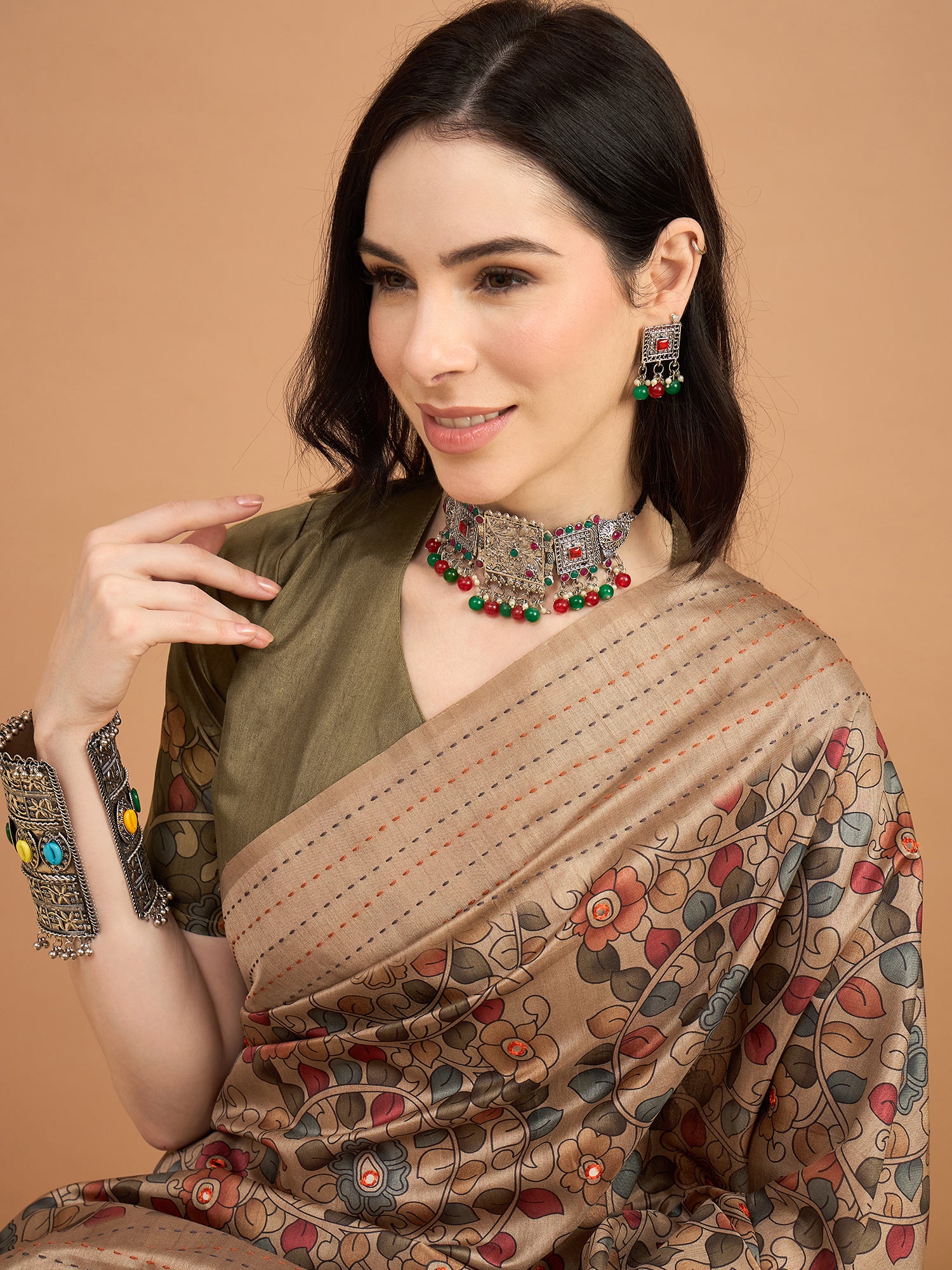 KATHAKARI-Broad pallu with finely detailed traditional-inspired patterns