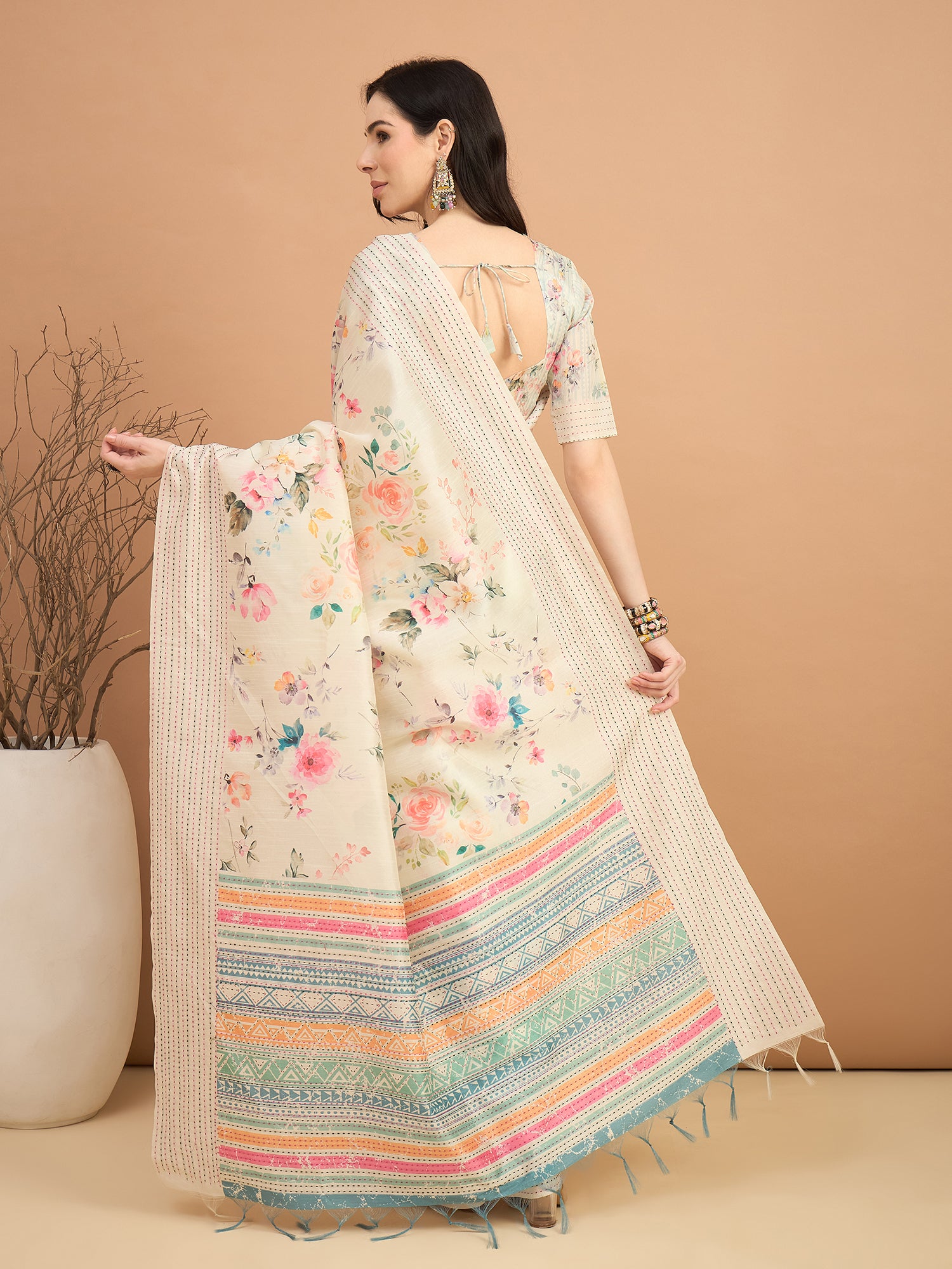 TARANG-Beautiful multicolor geometric woven border for a graceful ethnic touch