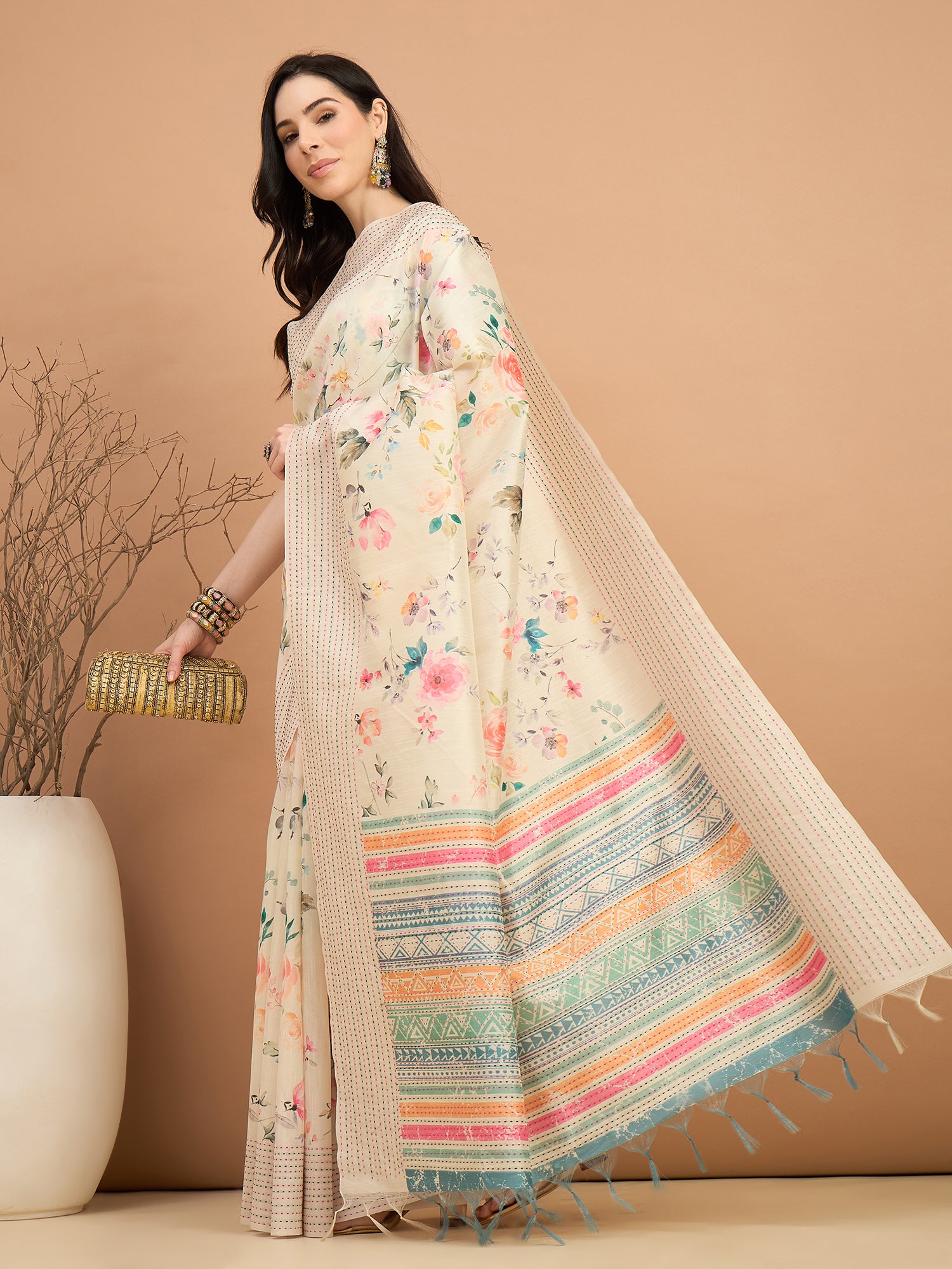 TARANG-Beautiful multicolor geometric woven border for a graceful ethnic touch