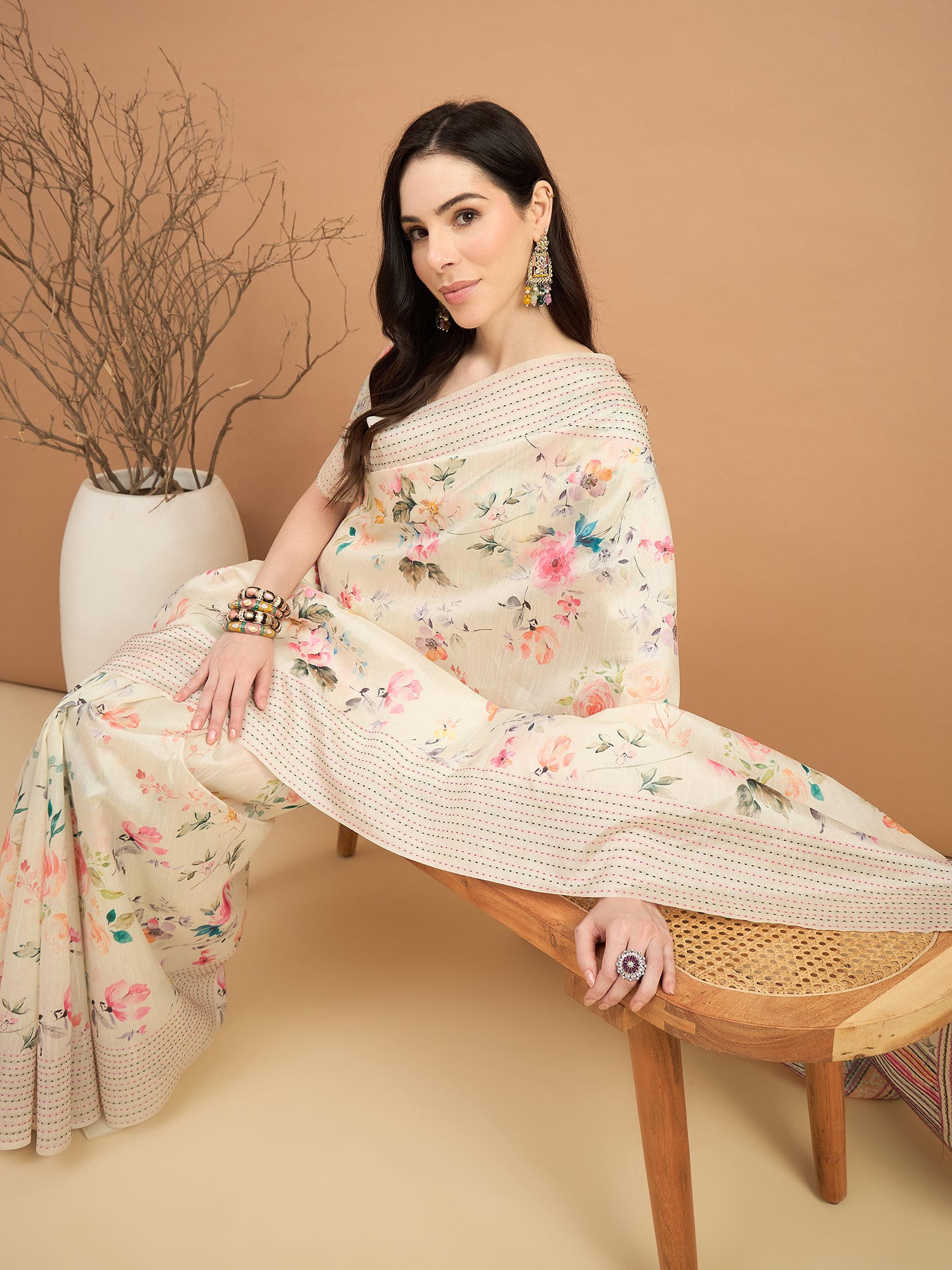 TARANG-Beautiful multicolor geometric woven border for a graceful ethnic touch