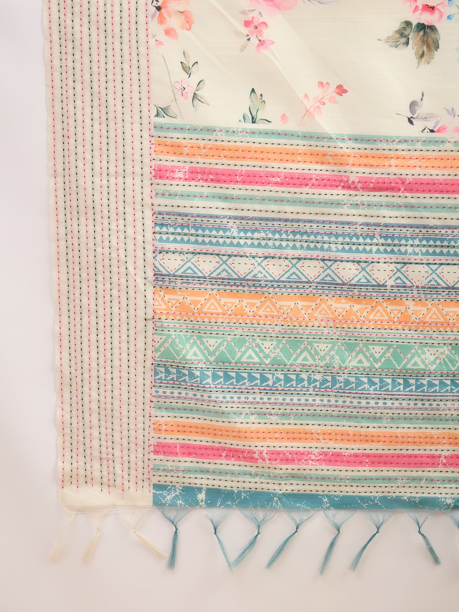 TARANG-Beautiful multicolor geometric woven border for a graceful ethnic touch