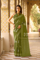 WOMANIYA Ethnic Motifs Printed Art Silk Bhagalpuri Saree - Apple Lifestyle