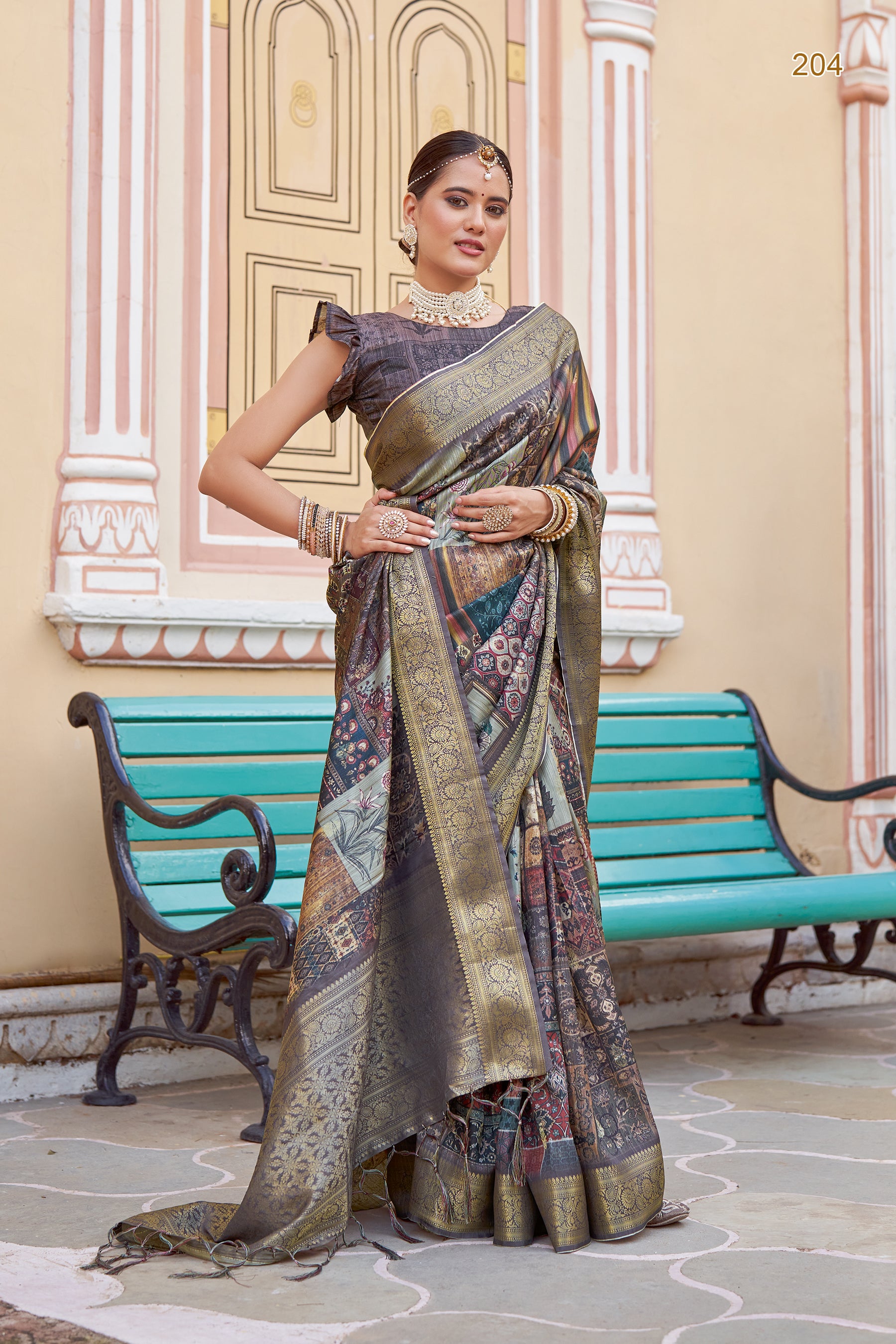 PRATIKSHA Women's Traditional Look Kalamkari Kotha zari rich pallu weaven digital printed saree