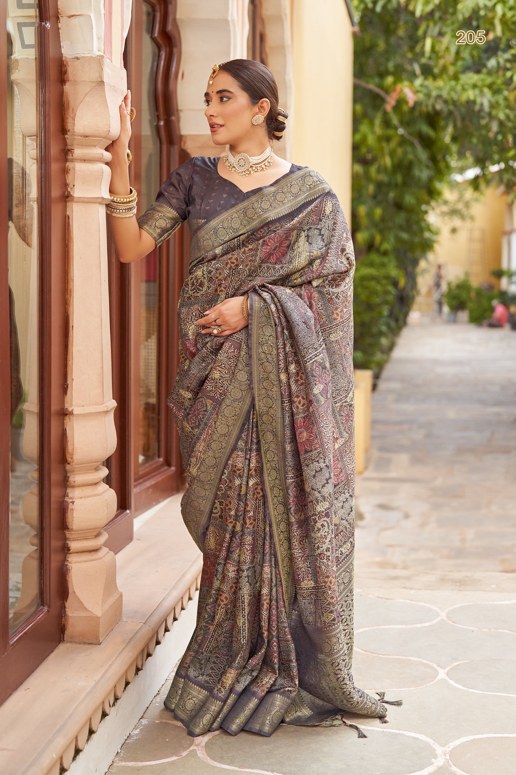 PRATIKSHA Women's Traditional Stylish Kalamkari Kotha zari rich pallu digital Printed Saree
