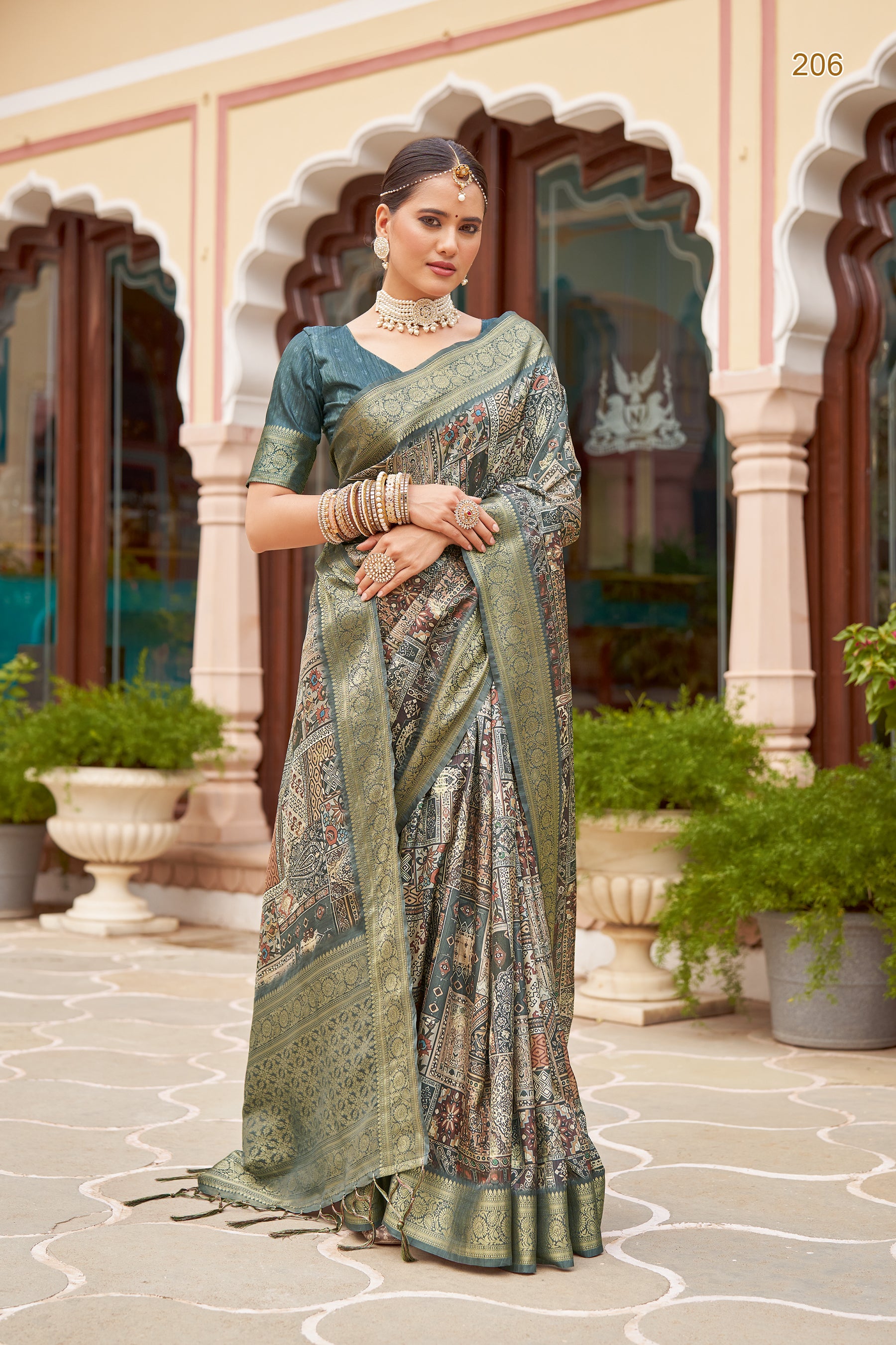 PRATIKSHA Women's Traditional Multicolor woven Kalamkari Printed kotha Zari rich pallu Saree