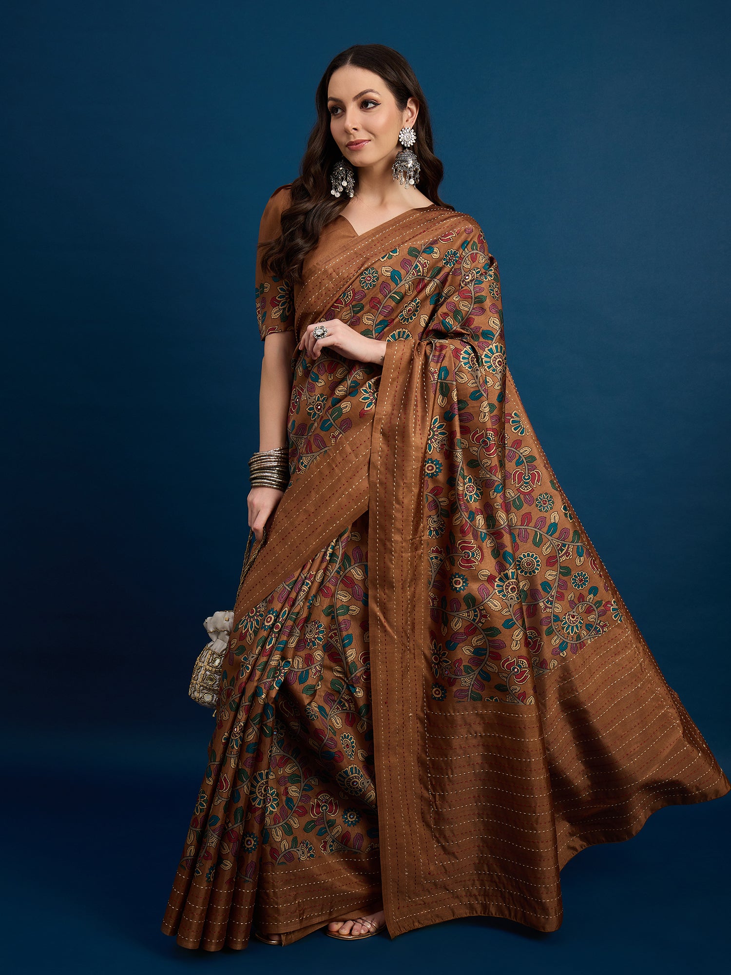KATHAKARI Rustic Kalamkari Grace Saree