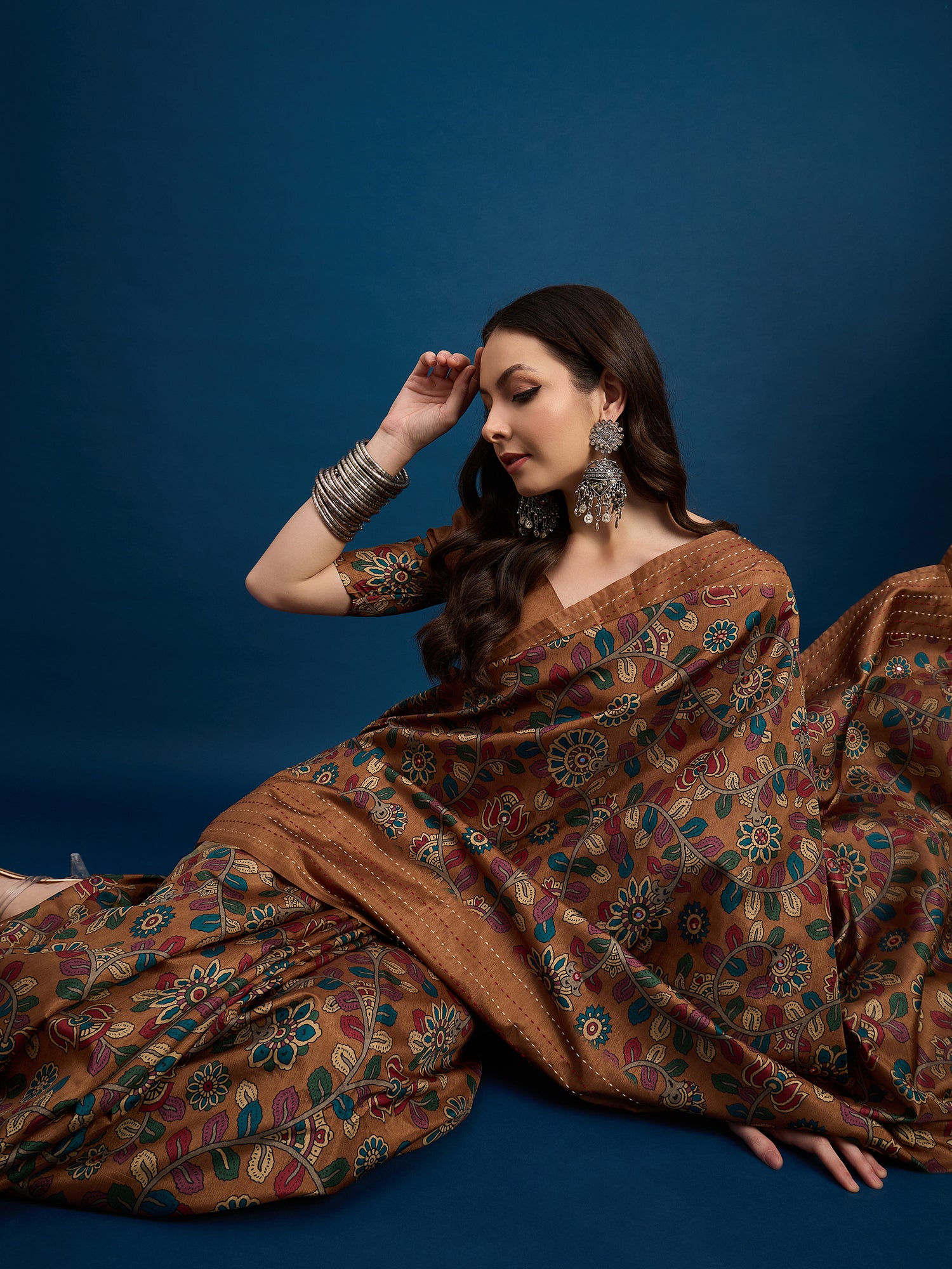 KATHAKARI Rustic Kalamkari Grace Saree