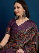 KATHAKARI Royal Plum Garden Saree