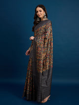 KATHAKARI Midnight Floral Heritage Saree