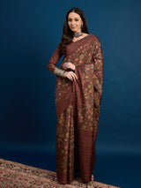 KATHAKARI Vintage Cocoa Blossom Saree
