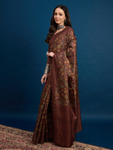 KATHAKARI Vintage Cocoa Blossom Saree