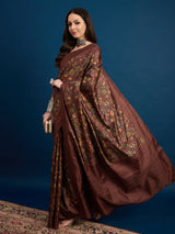 KATHAKARI Vintage Cocoa Blossom Saree