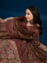 KATHAKARI Vintage Cocoa Blossom Saree