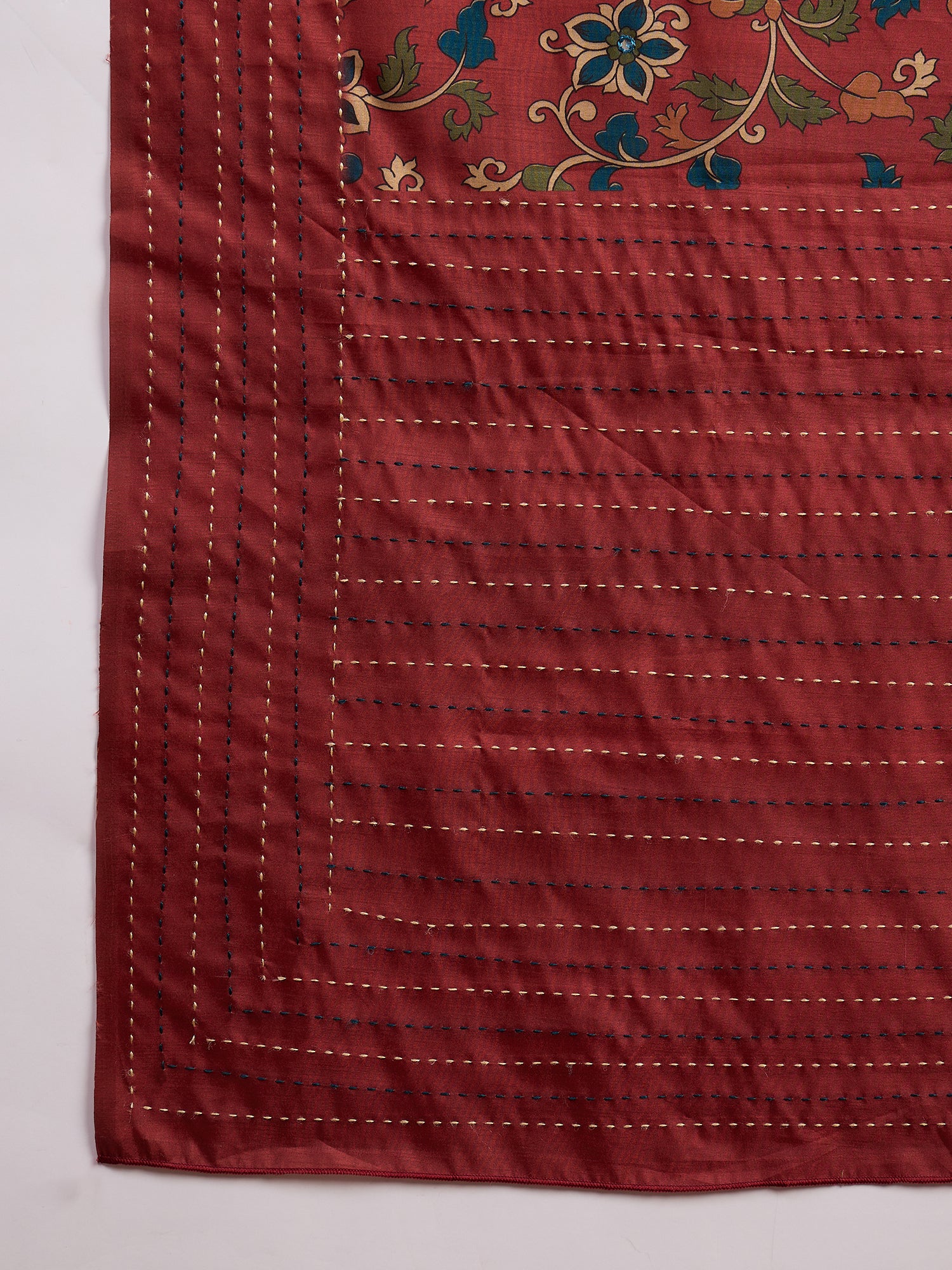 KATHAKARI Crimson Vine Elegance Saree