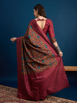 KATHAKARI Ruby Bloom Heritage Saree