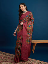 KATHAKARI Ruby Bloom Heritage Saree