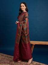 KATHAKARI Ruby Bloom Heritage Saree