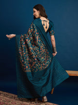 KATHAKARI Teal Blossom Royale Saree
