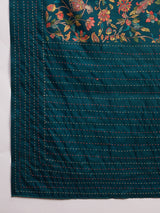 KATHAKARI Teal Blossom Royale Saree