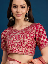 KUSUM KALA-Peach & Rose Gold Banarasi Designer Silk Saree