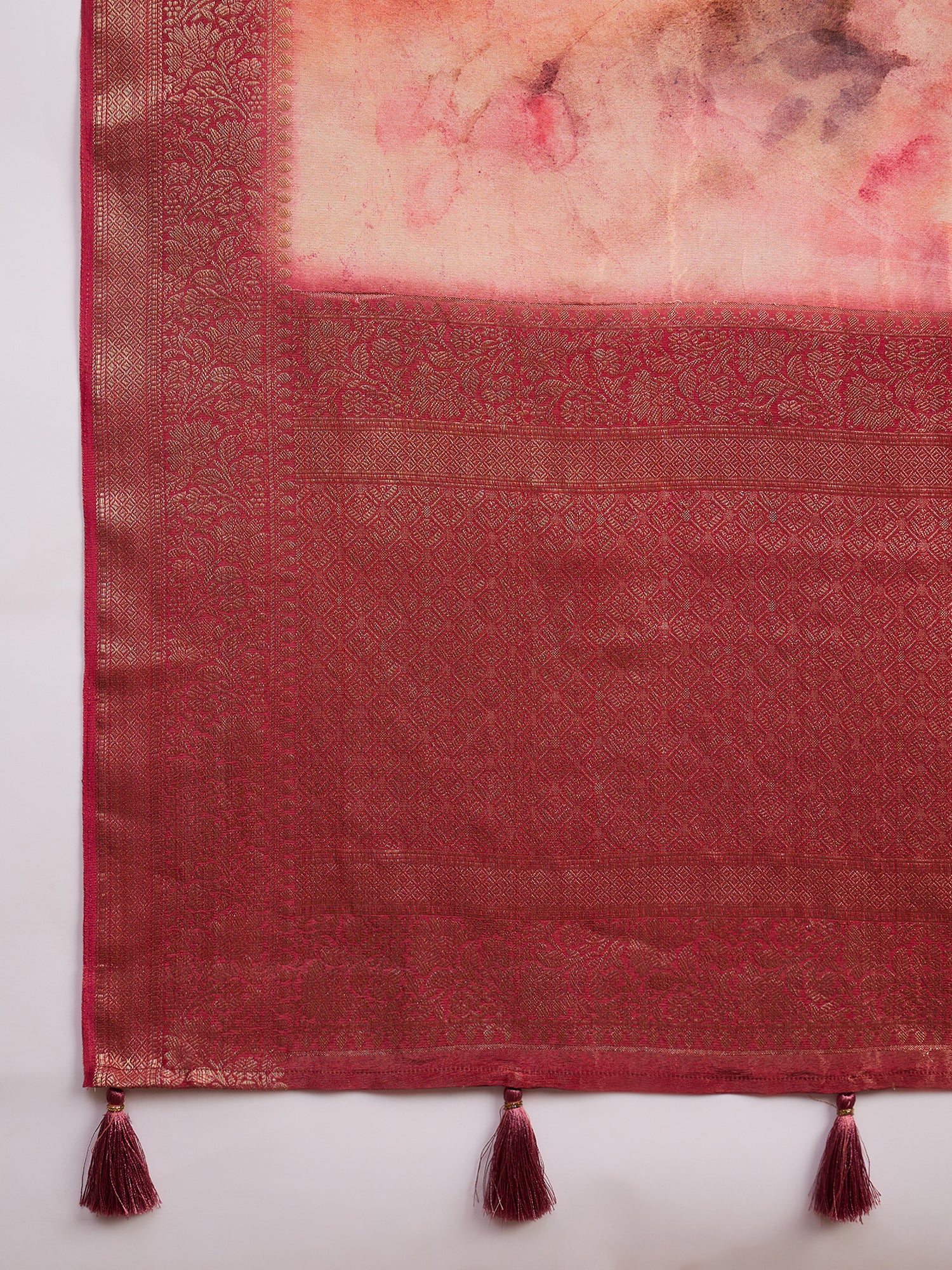 KUSUM KALA-Peach & Rose Gold Banarasi Designer Silk Saree