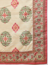 ROOPRANI-Elegant Rani Pink Traditional Woven Saree with Floral Border and Designer Pallu
