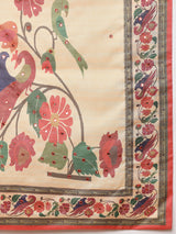 ROOPRANI-Elegant Coral Pink Floral Border Saree with Artistic Peacock Motif Pallu
