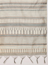 TARANG-Elegant Ivory Tribal Art Printed Saree with Designer Woven Pallu