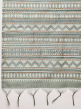 TARANG-Elegant Sage Green Tribal Art Printed Linen Saree with Ethnic Border