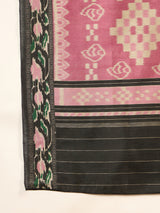 Womaniya Bhagalpuri Silk Saree – Nature-Inspired Green Florals on Black | Classic Elegance with Floral Borders for Weddings and Festivals