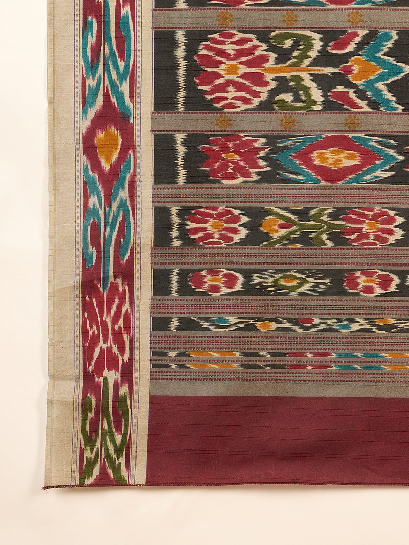 Womaniya Bhagalpuri Silk Saree – Understated Maroon Beauty with Beige Charm | Perfect for Weddings and Festive Occasions