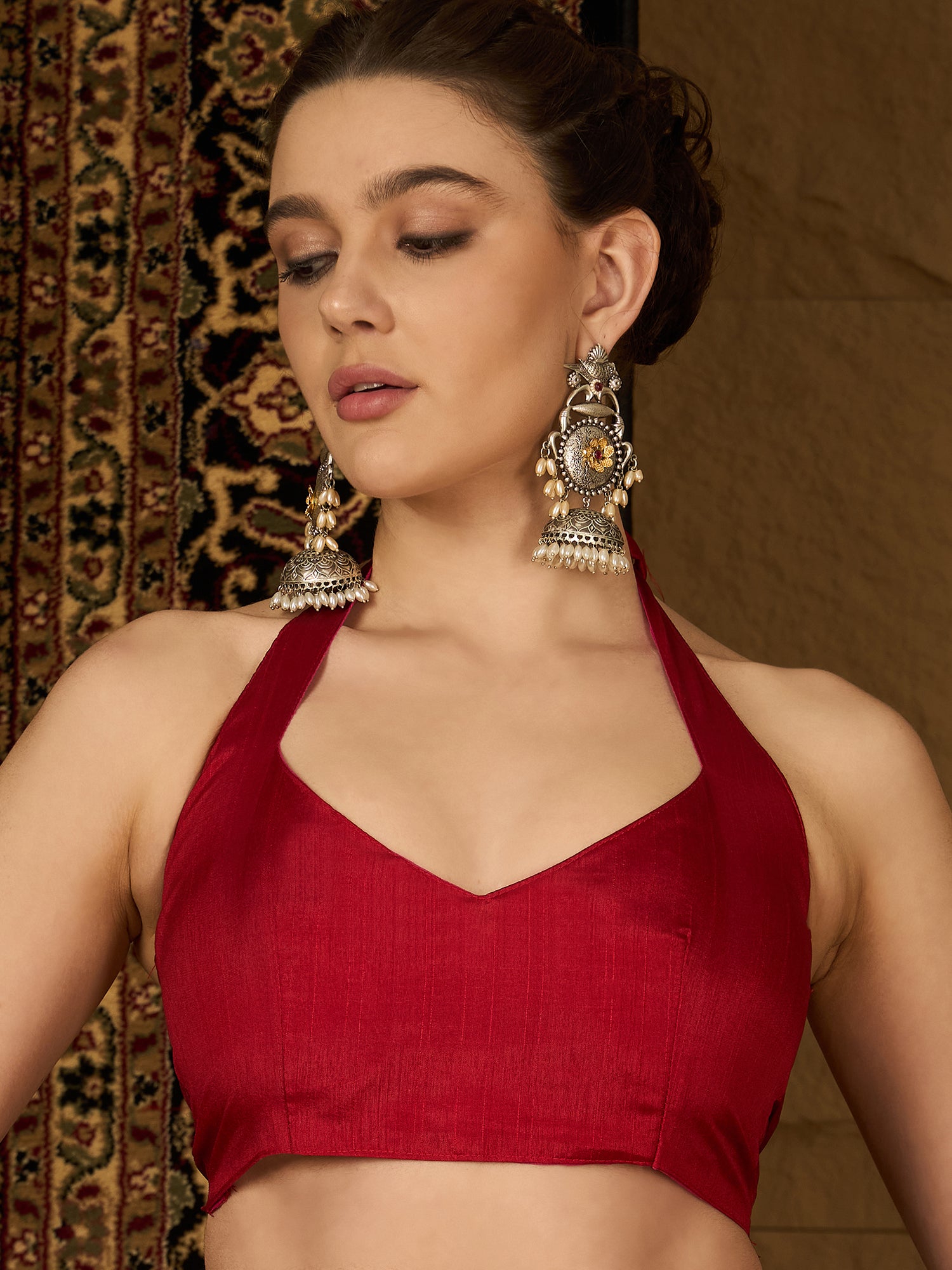 Womaniya Bhagalpuri Silk Saree – Vibrant Red and White | Festive Delight for Weddings, Celebrations, and Special Occasions