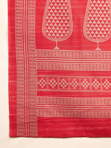 Womaniya Bhagalpuri Silk Saree – Vibrant Red and White | Festive Delight for Weddings, Celebrations, and Special Occasions