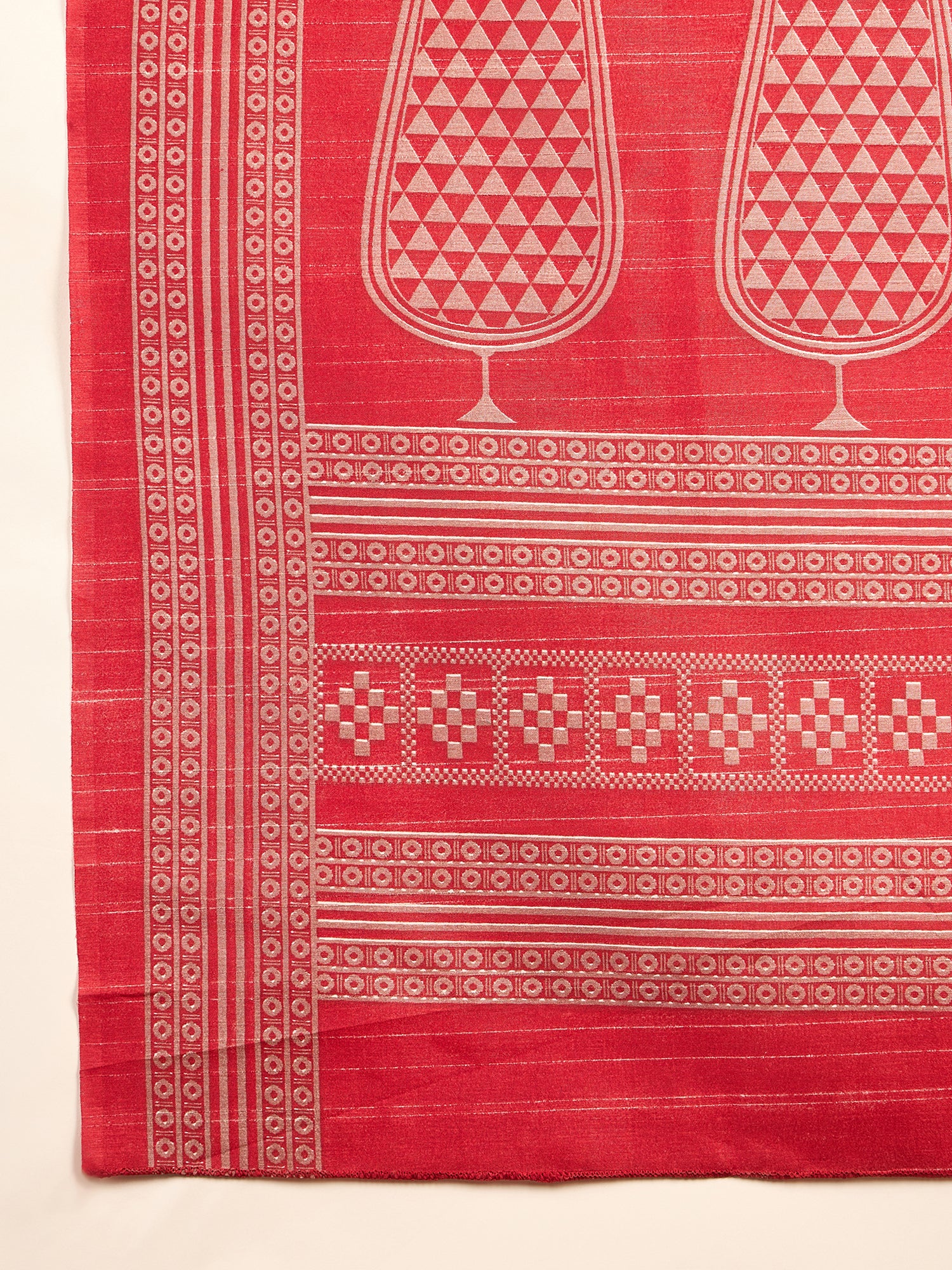 Womaniya Bhagalpuri Silk Saree – Vibrant Red and White | Festive Delight for Weddings, Celebrations, and Special Occasions