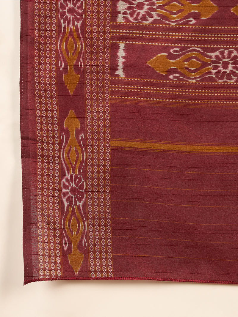Womaniya Bhagalpuri Silk Saree – Deep Green and Maroon | Royal Sophistication for Weddings, Festivals, and Celebrations