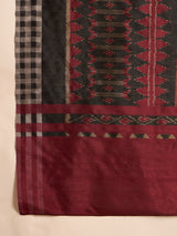Womaniya Bhagalpuri Silk Saree – Rustic Brown with Maroon Grace | Crafted for Festive Moods and Special Occasions