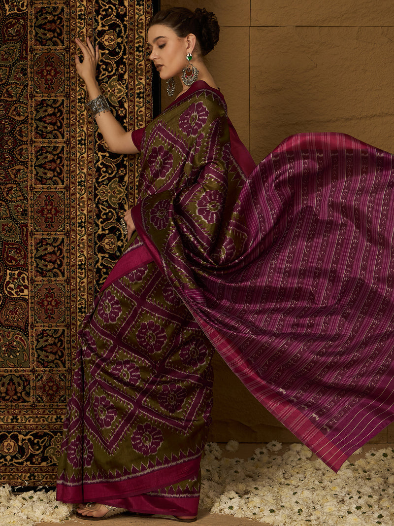 Womaniya Bhagalpuri Saree Catalogue – Maroon and Gold Sarees in Authentic Bhagalpuri Silk | Royal Elegance for Weddings, Festivals, and Special Occasions