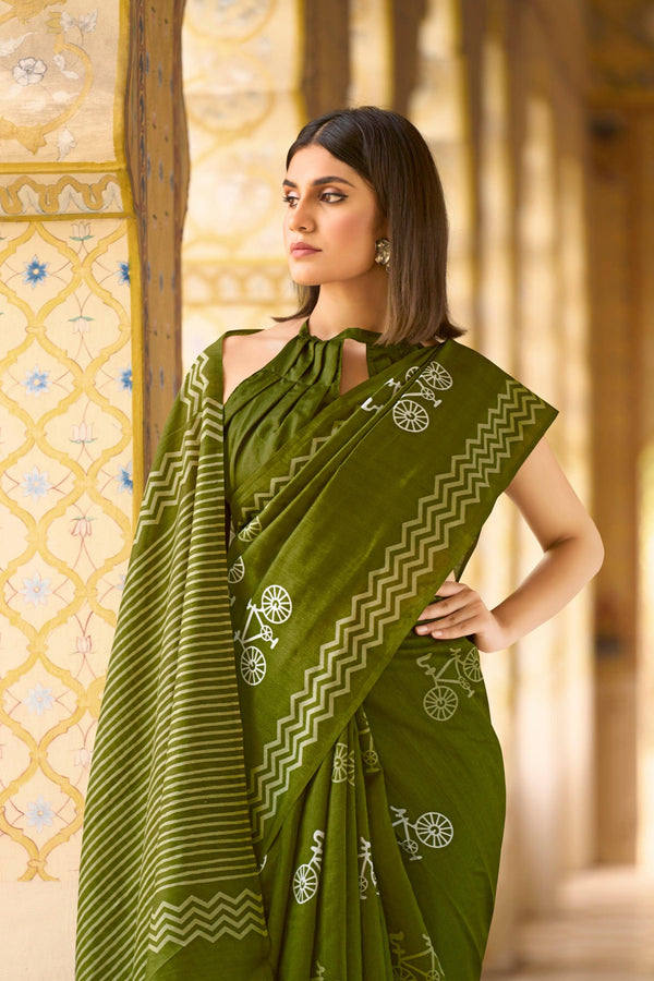 WOMANIYA Ethnic Motifs Printed Art Silk Bhagalpuri Saree - Apple Lifestyle