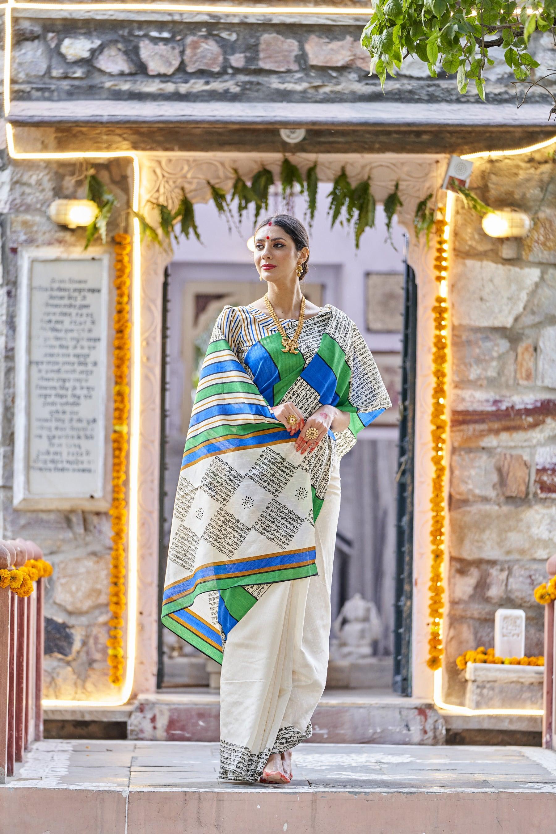 WOMANIYA Bhagalpuri printed cotton silk saree - Apple Lifestyle