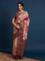 KUSUM KALA-Elegant dual-tone saree with rich mauve and wine shades