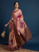 KUSUM KALA-Elegant dual-tone saree with rich mauve and wine shades