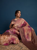 KUSUM KALA-Elegant dual-tone saree with rich mauve and wine shades